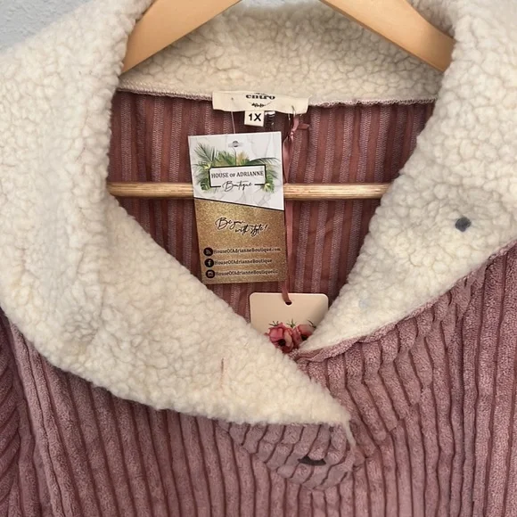 Pink Corduroy With Sherpa Lining Sweatshirt - Picture 2 of 6